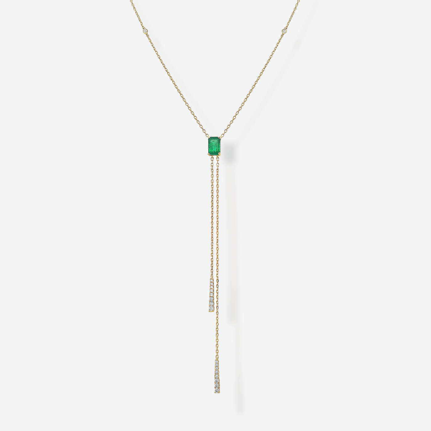 Emerald & Diamond Lariat Necklace