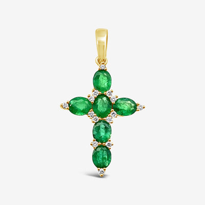 emerald diamond cross pendant