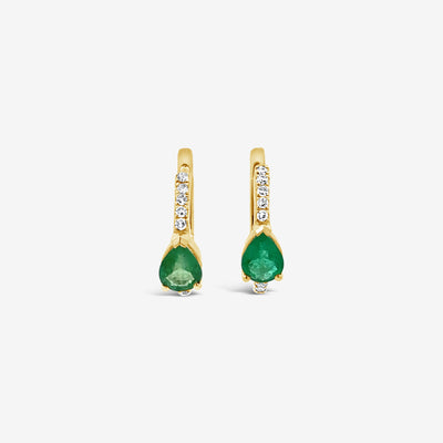 emerald and diamond huggie earrings