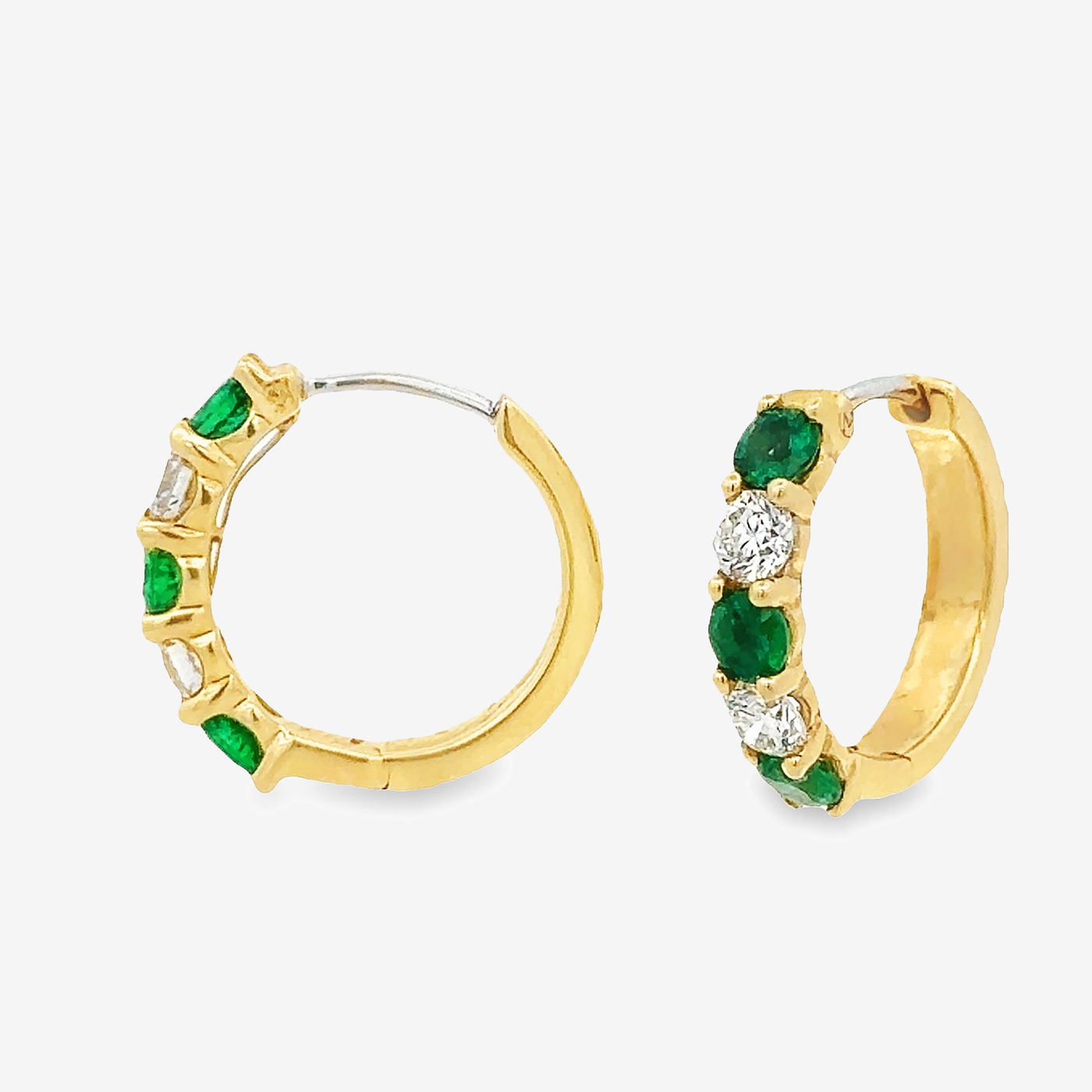 emerald and diamond hoop earrings