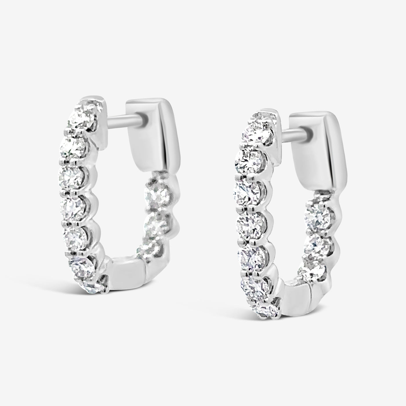 white gold eternity diamond huggie hoop earrings
