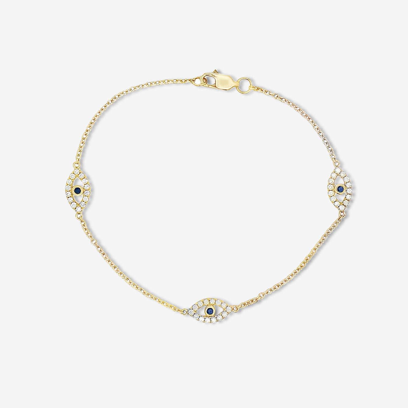 Evil Eye Diamond & Sapphire Station Bracelet