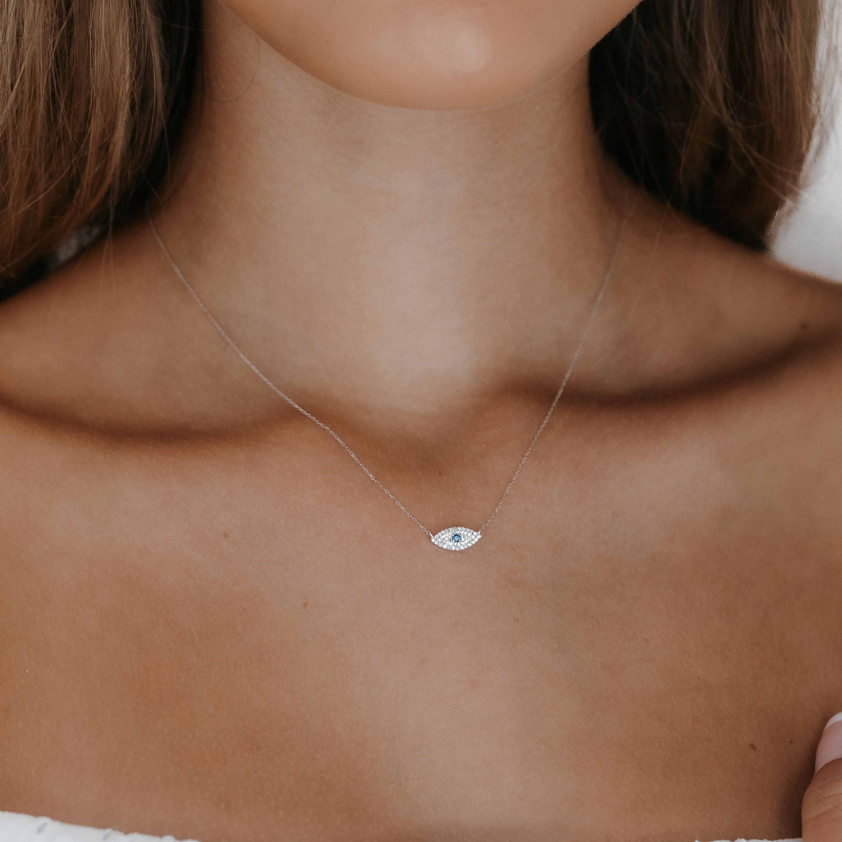 diamond greek evil eye necklace