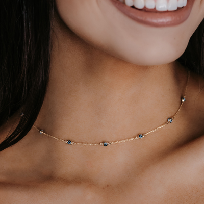 greek evil eye bead necklace