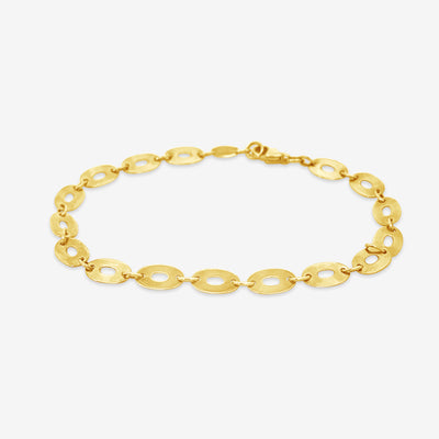 gold flat oval link bracelet