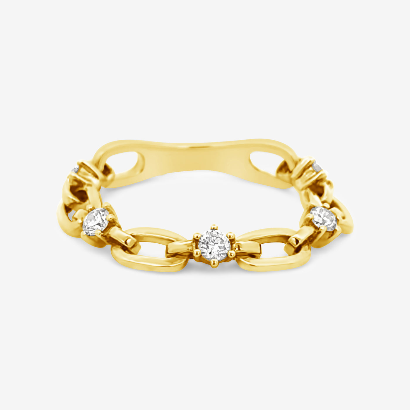 diamonds and gold links ring