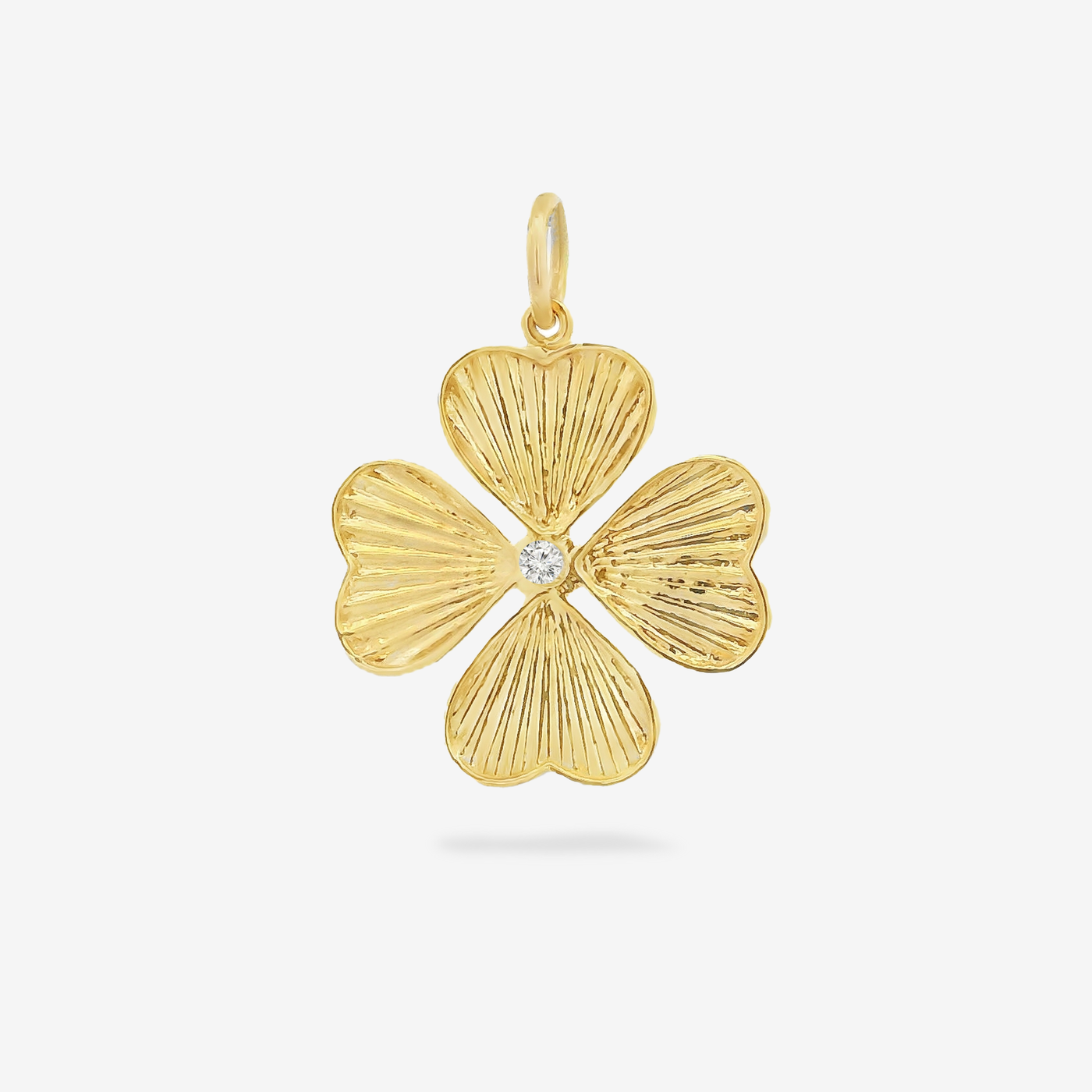 Fluted 4 Leaf Clover & Diamond Charm
