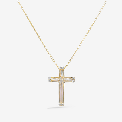 Fluted Diamond Cross Necklace