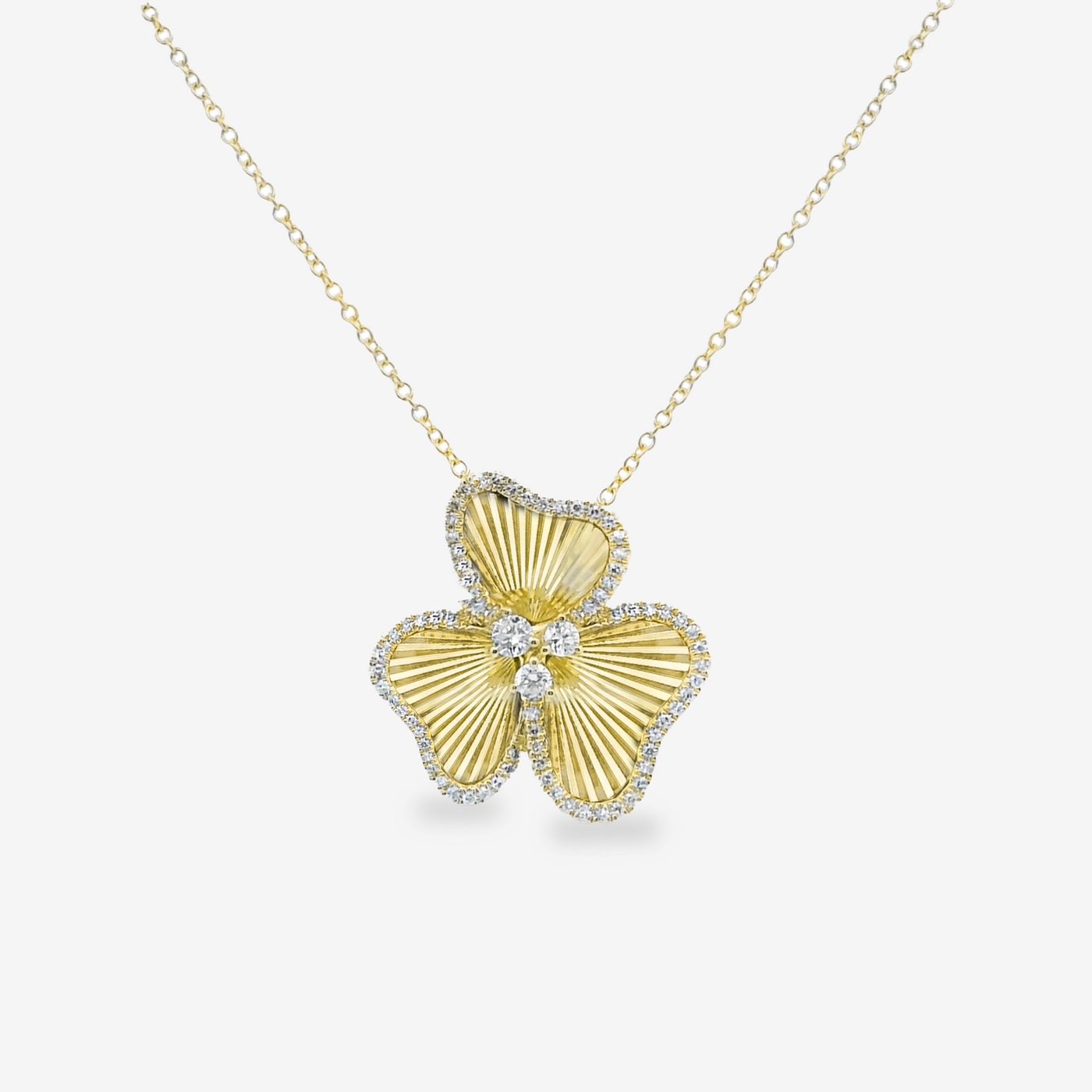 Fluted Diamond Flower Necklace