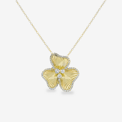 Fluted Diamond Flower Necklace