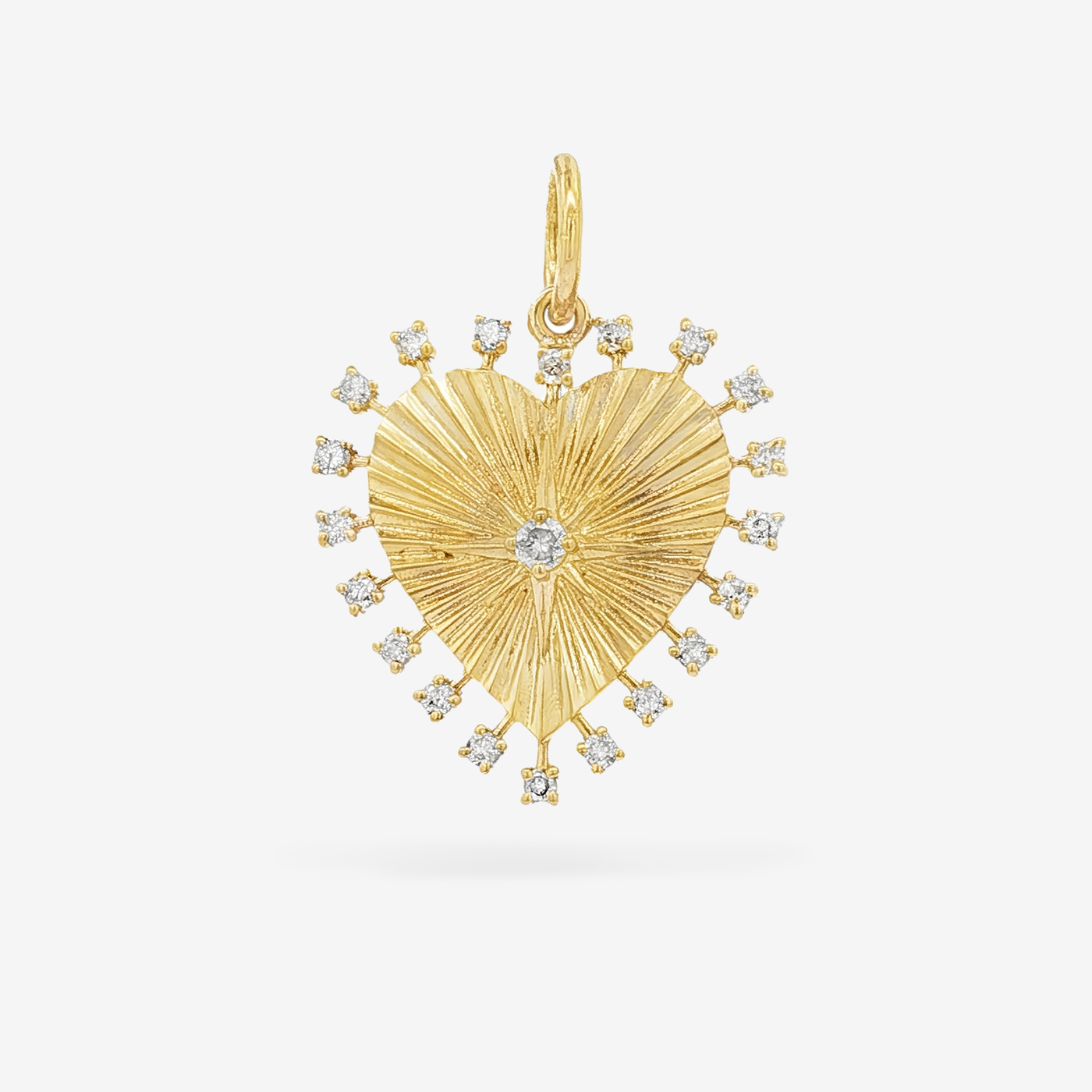 Fluted Gold Heart Star with Diamonds Charm