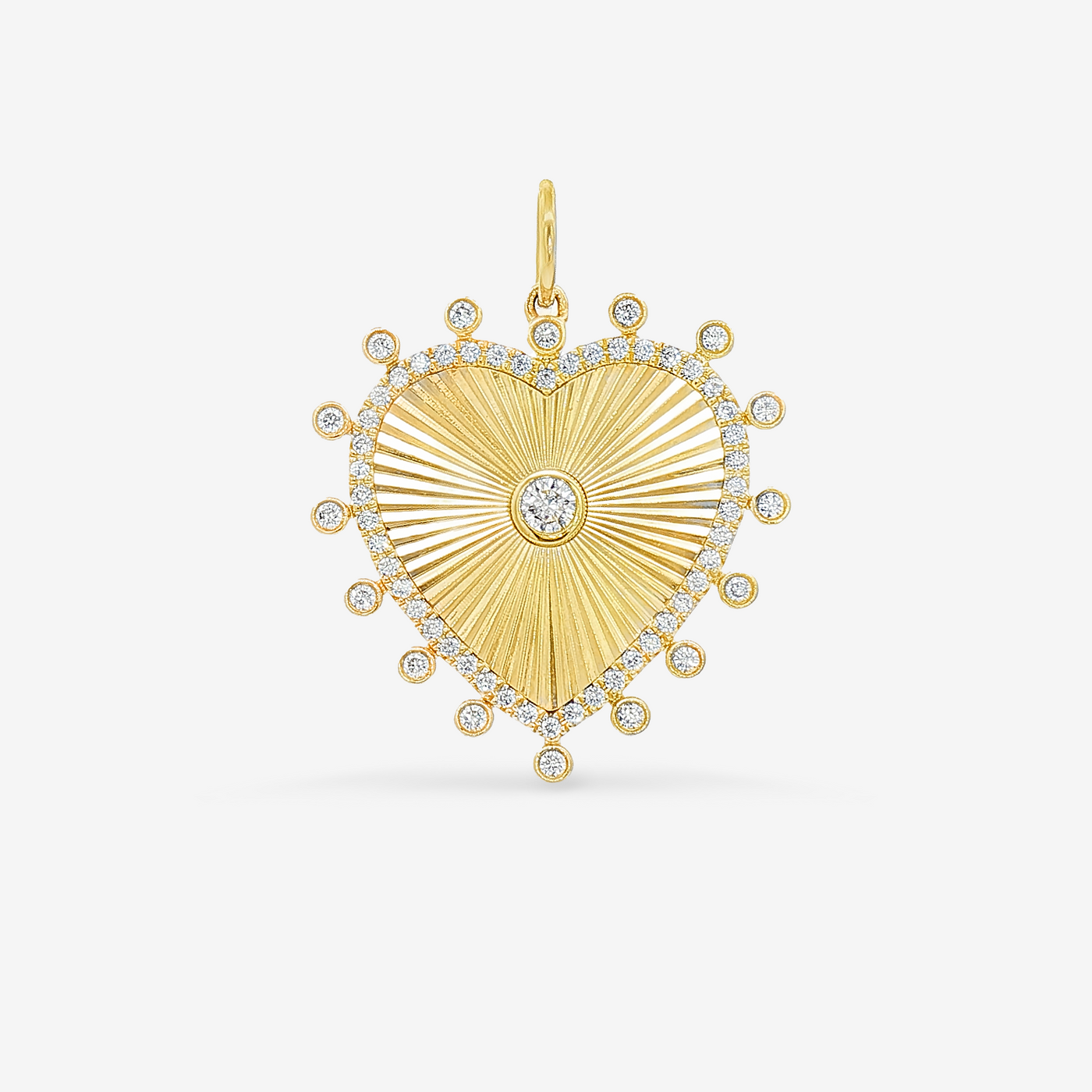 Fluted Heart Bursting Diamond Charm