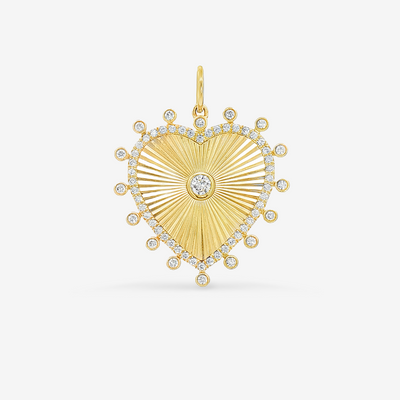 Fluted Heart Bursting Diamond Charm