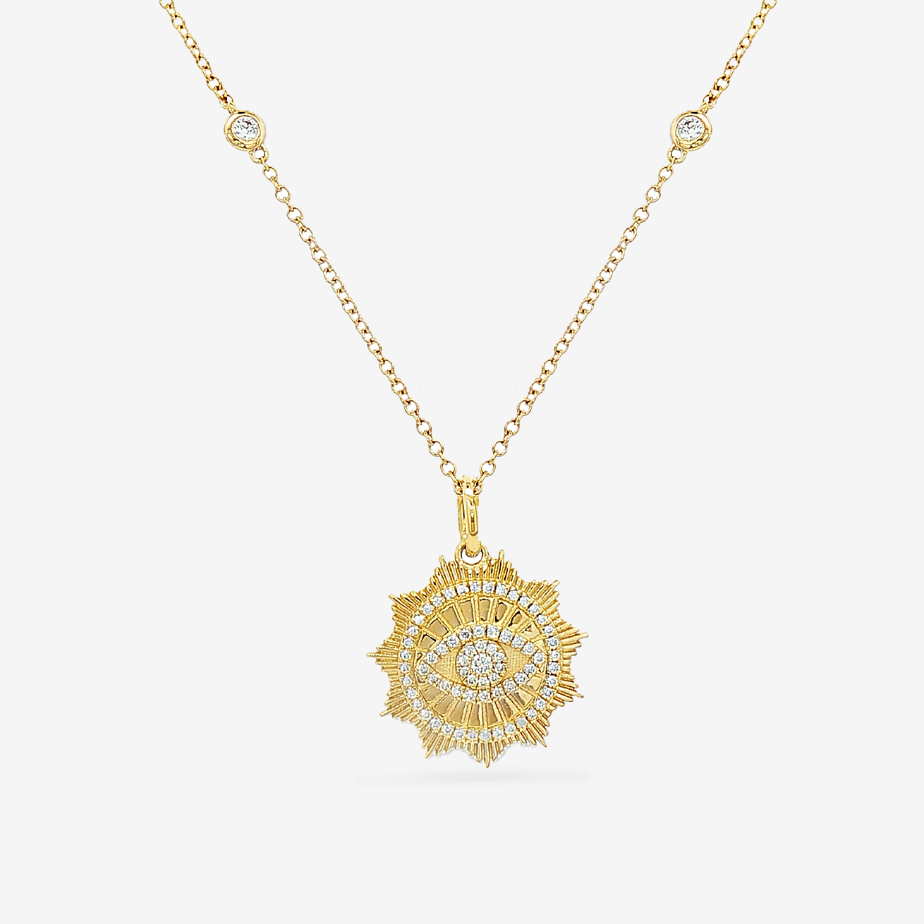 Fluted Rays Evil Eye Diamond By The Yard Necklace