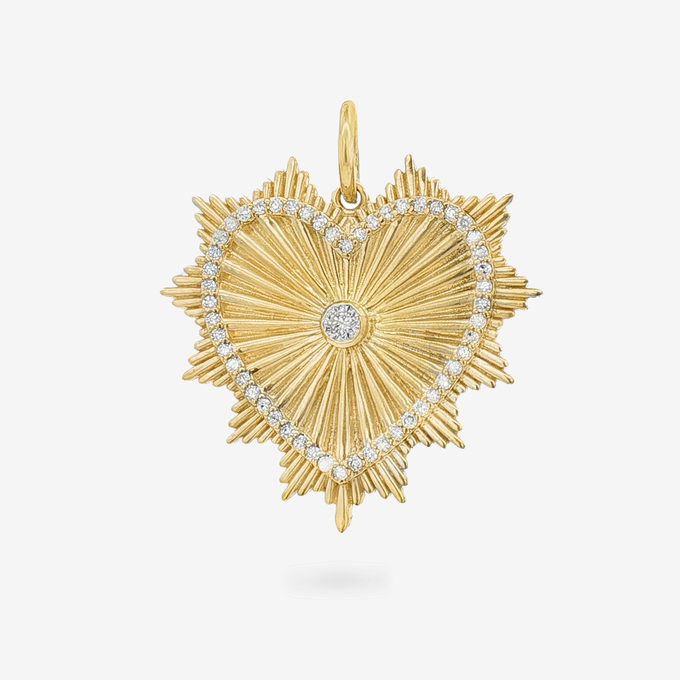 Fluted Rays Heart Diamond Charm