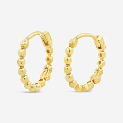 Gold Bead Huggie Earrings