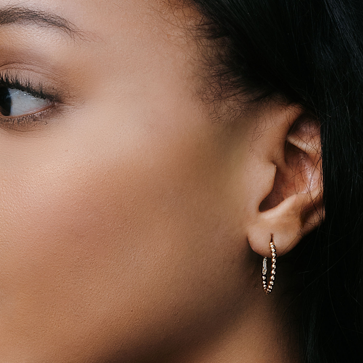 gold bead hoop earrings