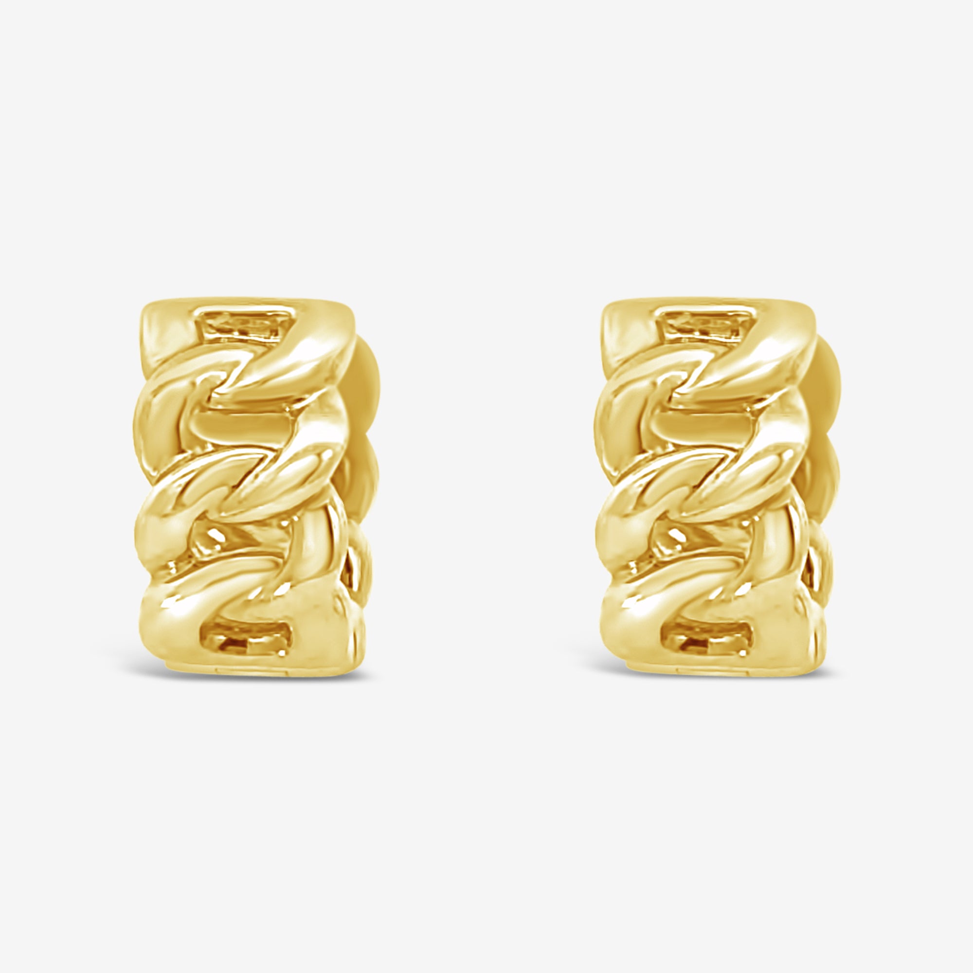 gold havana link huggie earrings