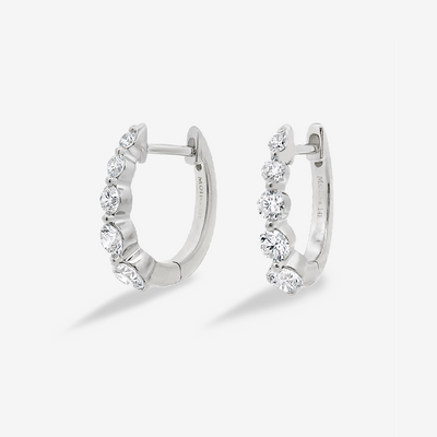 Graduated 0.50CT Diamond Pinpoint Huggie Earrings