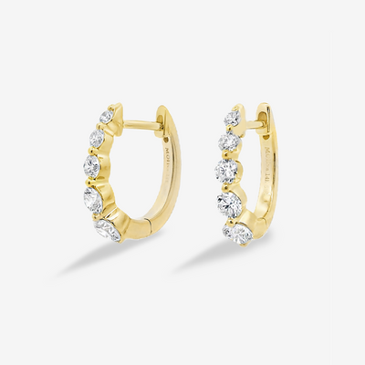 Graduated 0.50CT Diamond Pinpoint Huggie Earrings