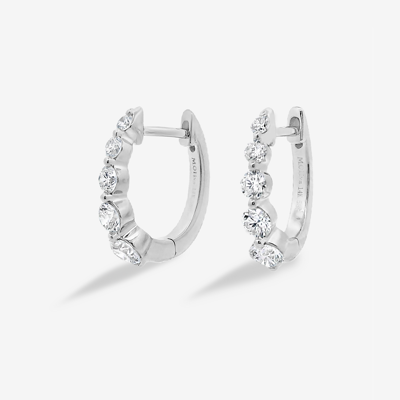 Graduated 0.65CT Diamond Pinpoint Huggie Earrings