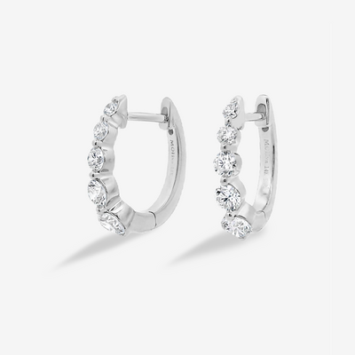 Graduated 0.65CT Diamond Pinpoint Huggie Earrings