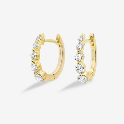 Graduated 0.65CT Diamond Pinpoint Huggie Earrings