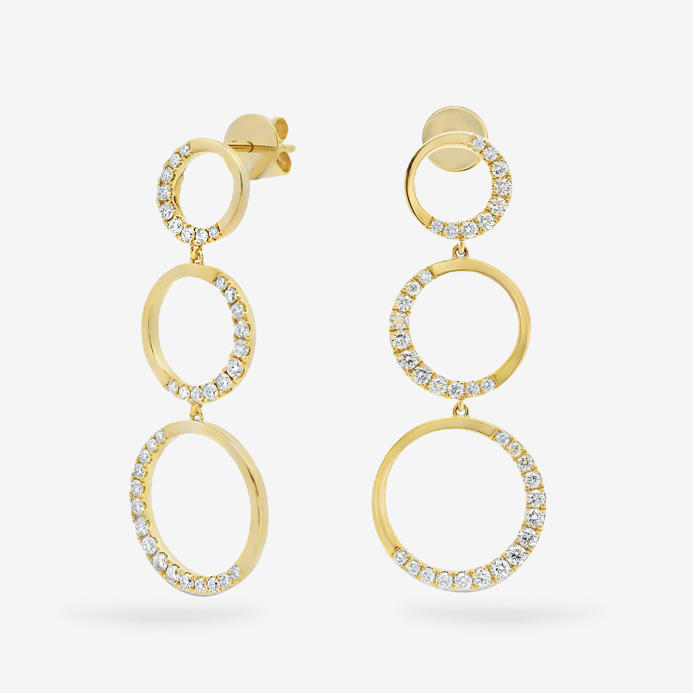 Graduated Circle Diamond Dangle Earrings