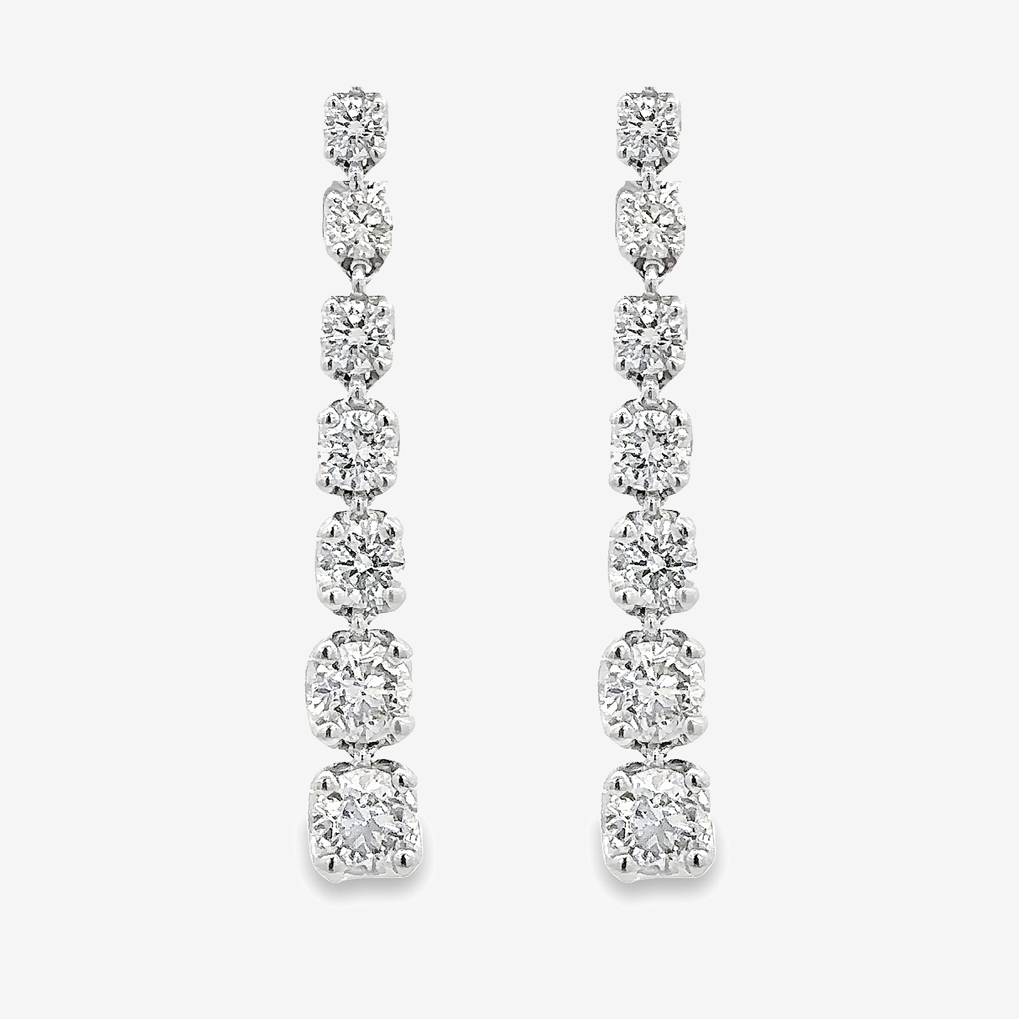 graduated diamond drop earrings
