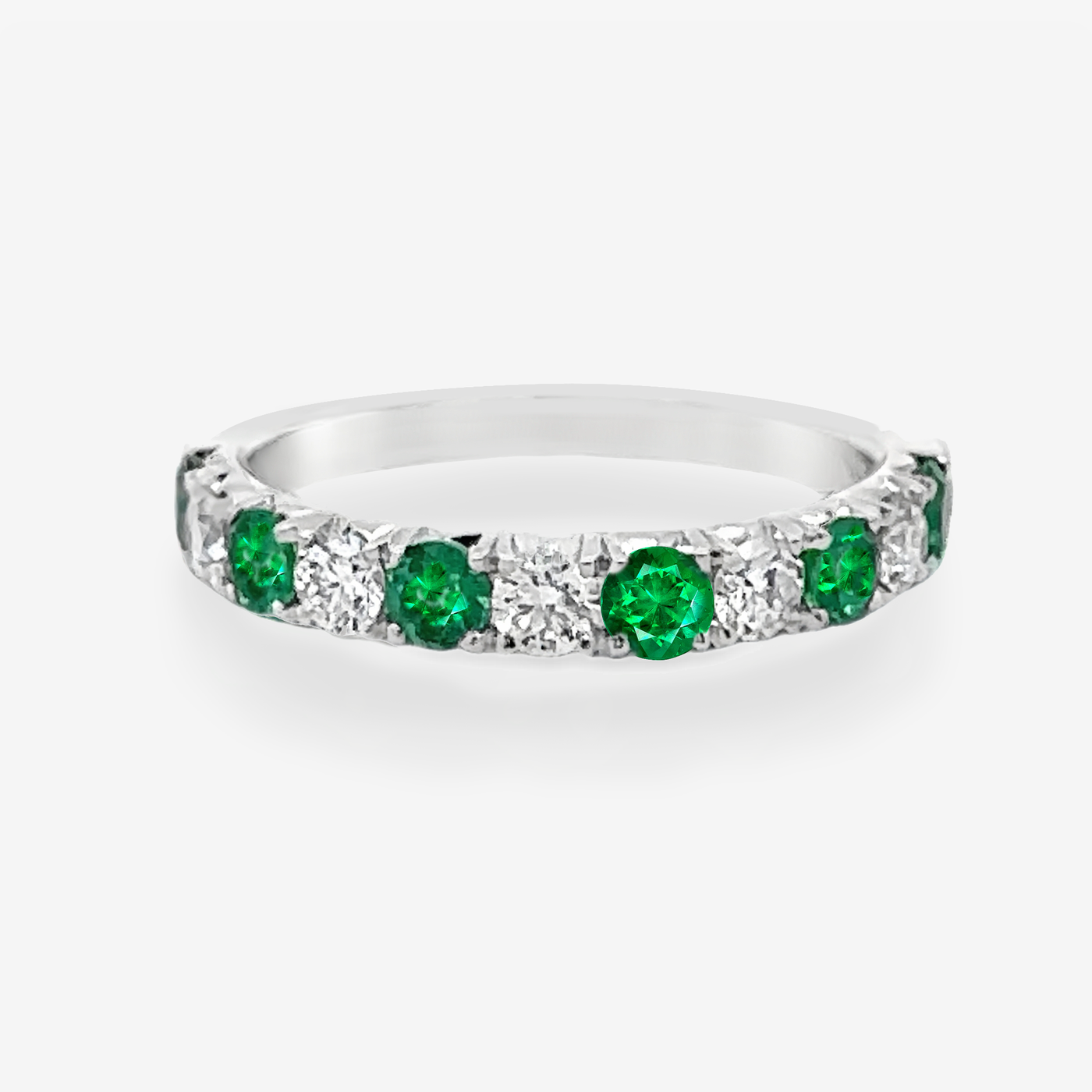 0.60CT Emerald & Diamond Halfway Ring