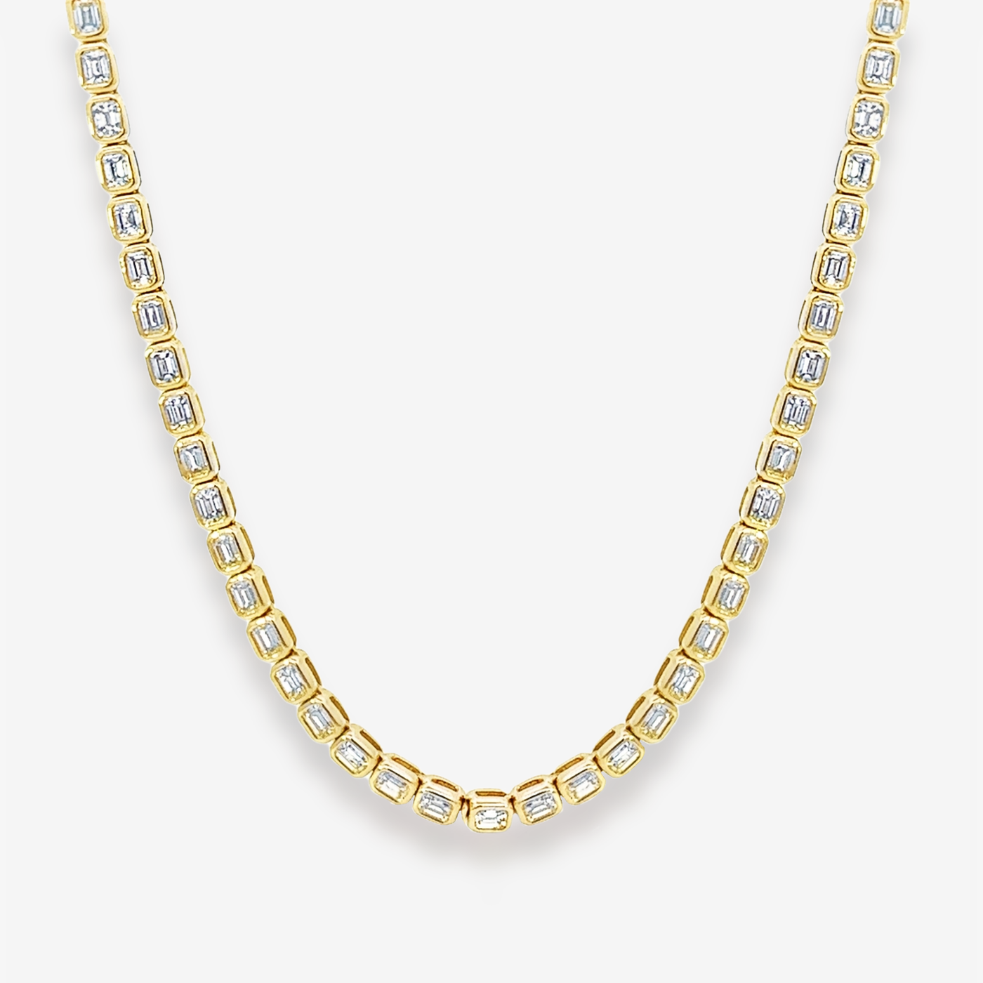 Halfway Bezel Set EC 3.80CT Tennis Necklace