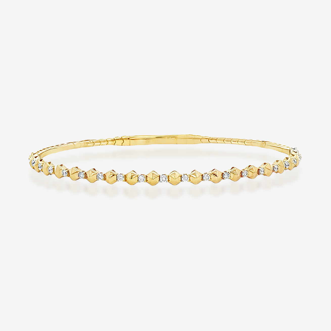 0.25CT Gold Stud & Diamond Flex Bangle Bracelet