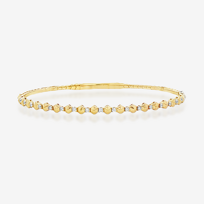 0.25CT Gold Stud & Diamond Flex Bangle Bracelet
