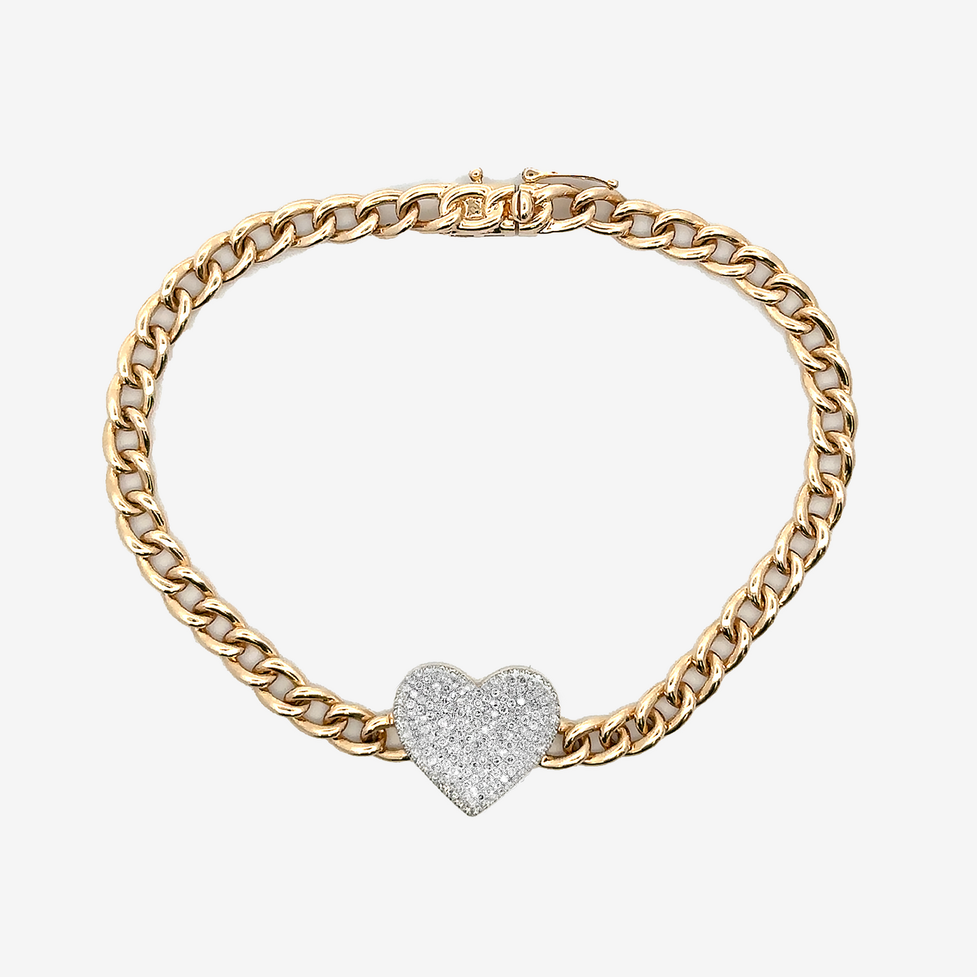 Havana Link Pave' Diamond Heart Bracelet