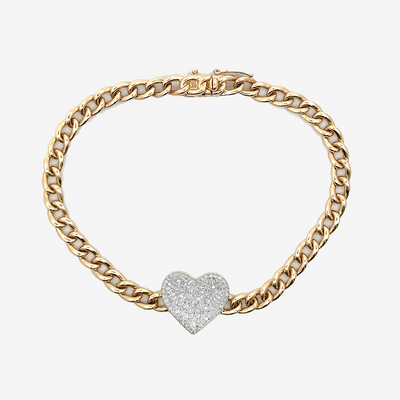 Havana Link Pave' Diamond Heart Bracelet