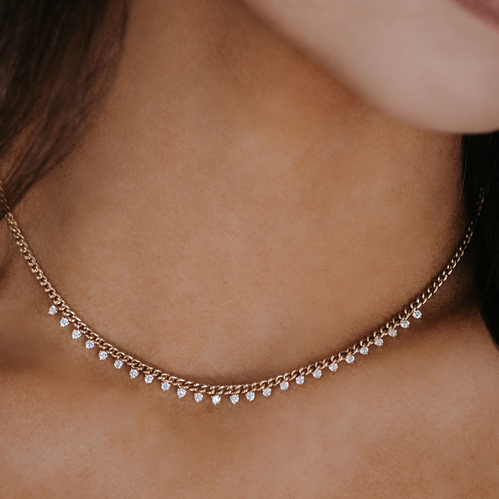 gold havana link and diamond fringe necklace