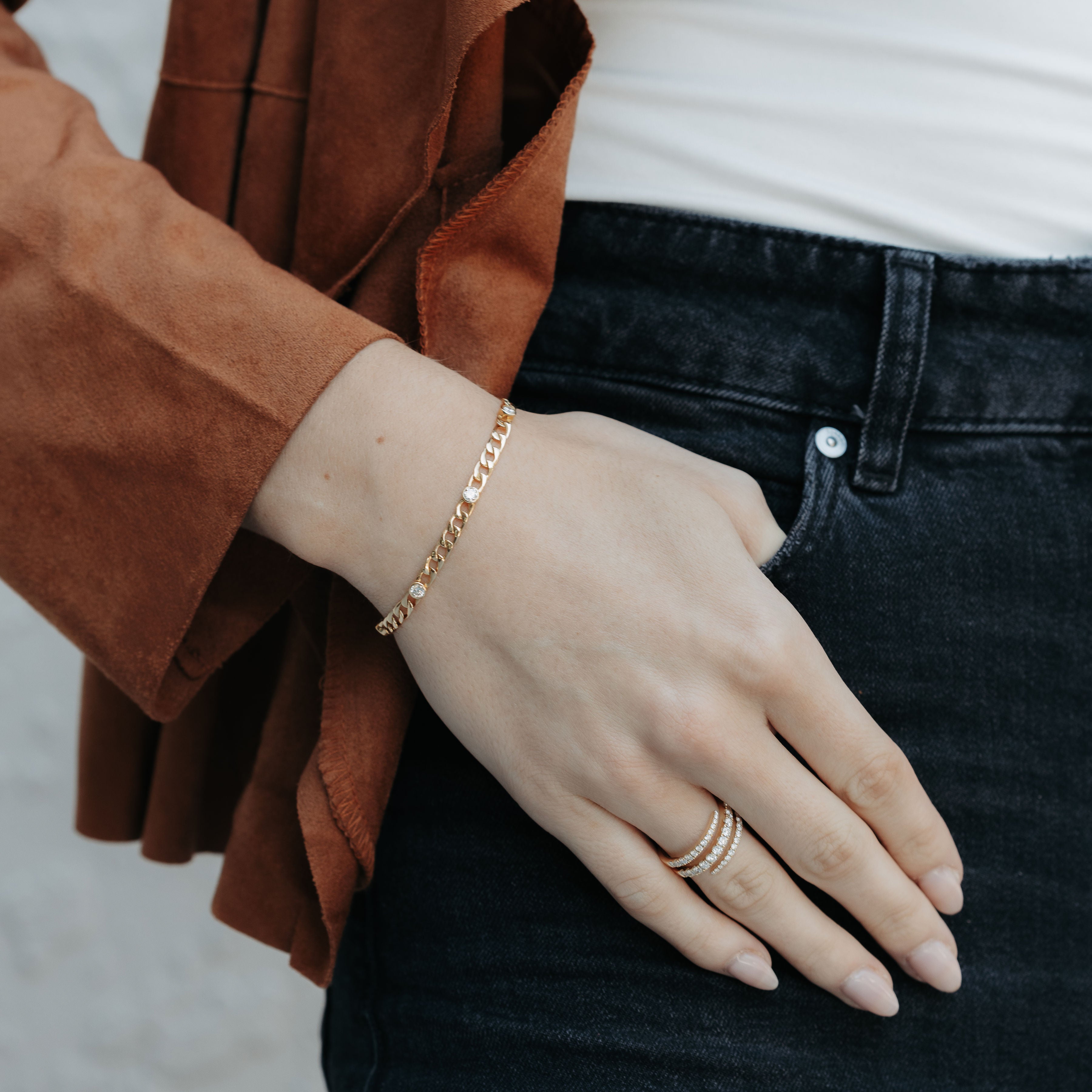 diamond and gold havana link bracelet