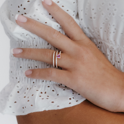 pink sapphire and diamond spiral ring