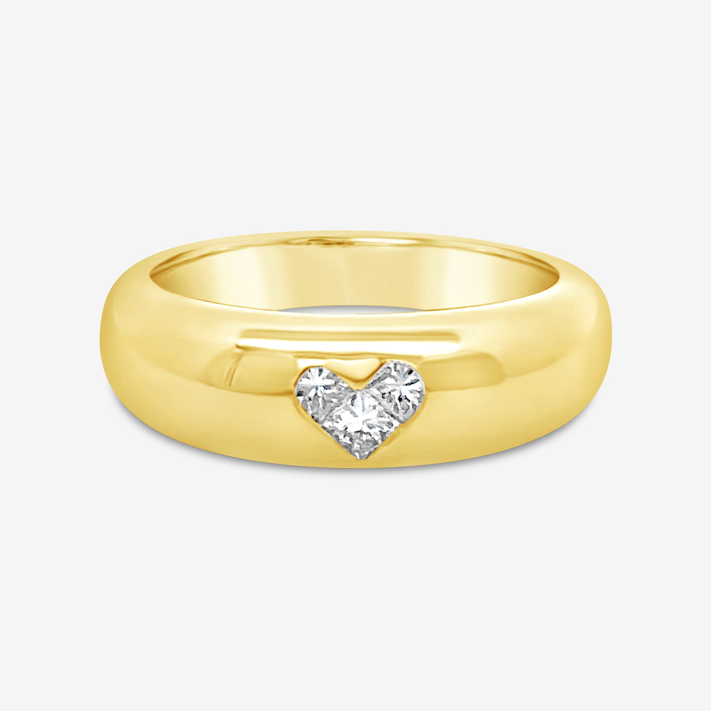 heart shaped diamond and gold dome ring