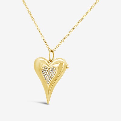 diamond and gold heart shaped locket