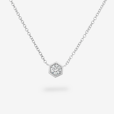 Hexagon Frame 0.25CT Solitaire Diamond Necklace