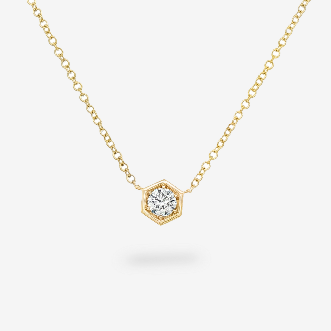 Hexagon Frame 0.25CT Solitaire Diamond Necklace