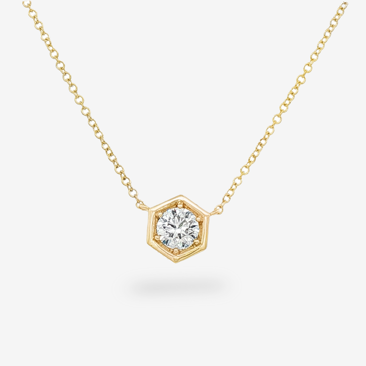 Hexagon Frame 0.50CT Solitaire Diamond Necklace