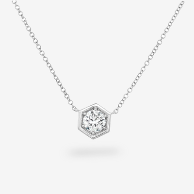 Hexagon Frame 0.50CT Solitaire Diamond Necklace