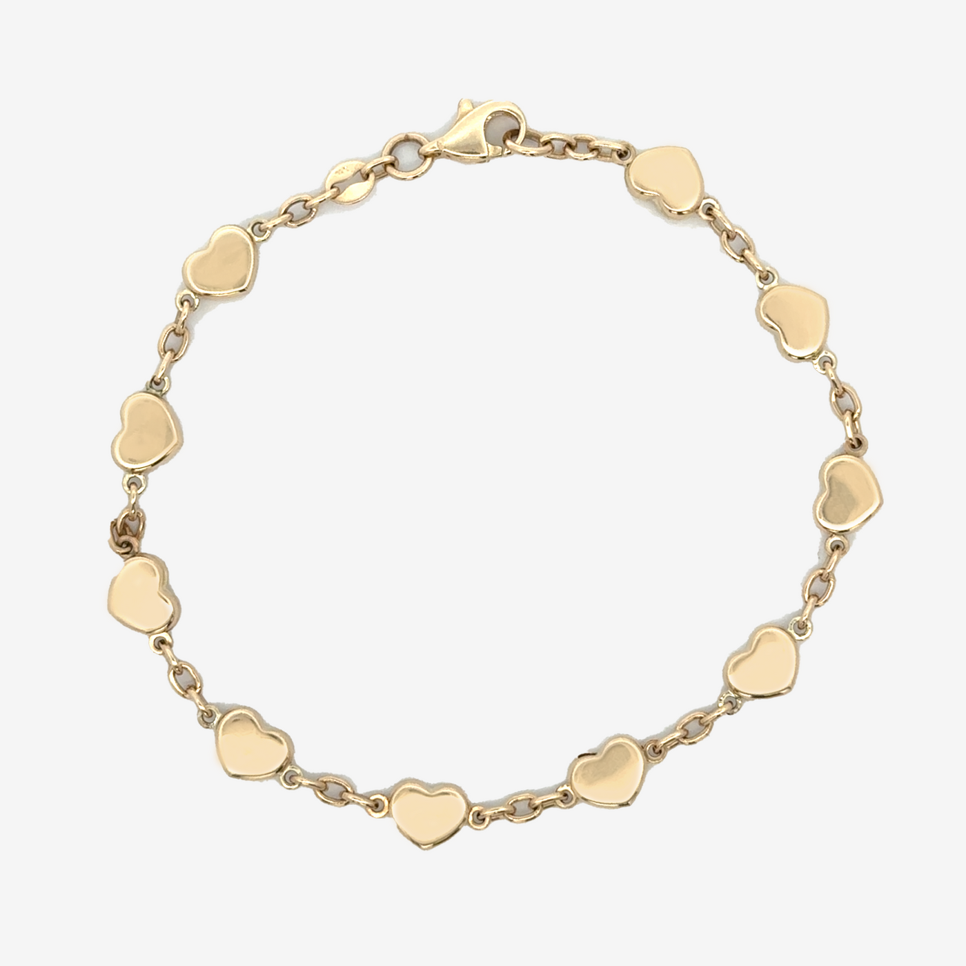 High Polished Gold Heart Station Bracelet