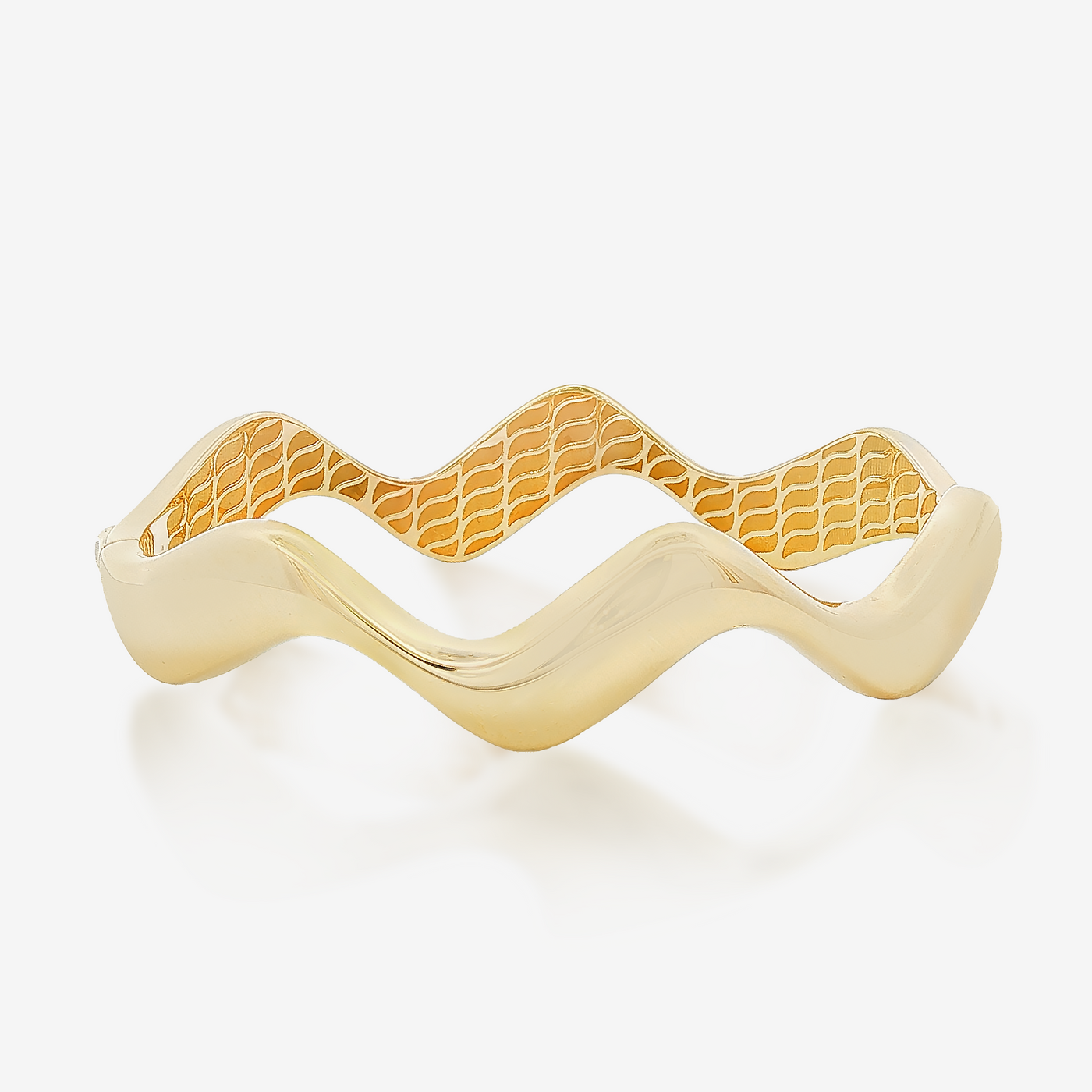 High Polished Gold Sculpted Wave Bracelet