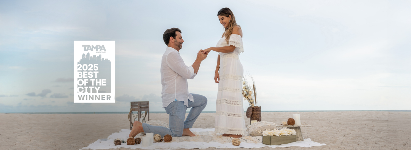 Mavilo Wholesalers Voted #1 Jewelry Store to Buy an Engagement Ring in Tampa Bay. Mavilo Wholesalers is Tampa Magazines Best of the City Winner in Best Jewelry Store category. Jewelry Shopping Guide voted Mavilo as the Top Place to Buy an Engagement Ring in Tampa. Engagement Proposal on the Beach.