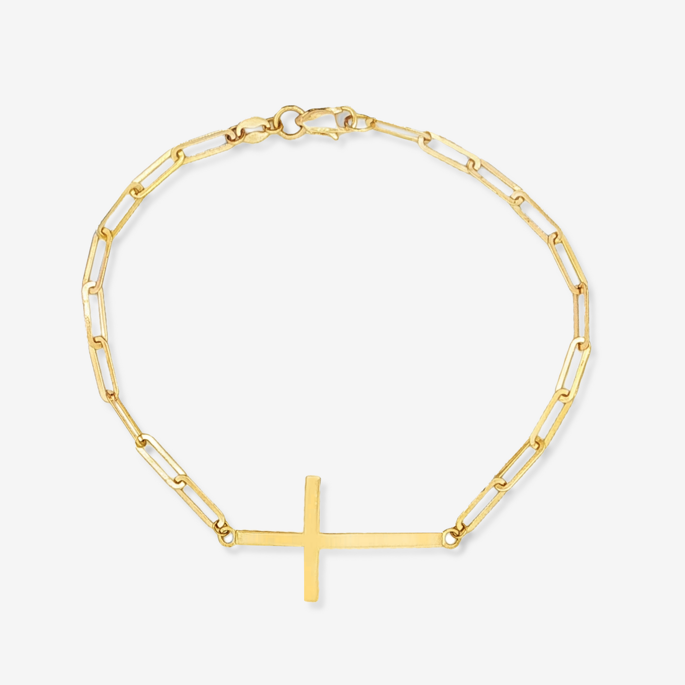 Horizontal Cross & Paperclip Link Bracelet