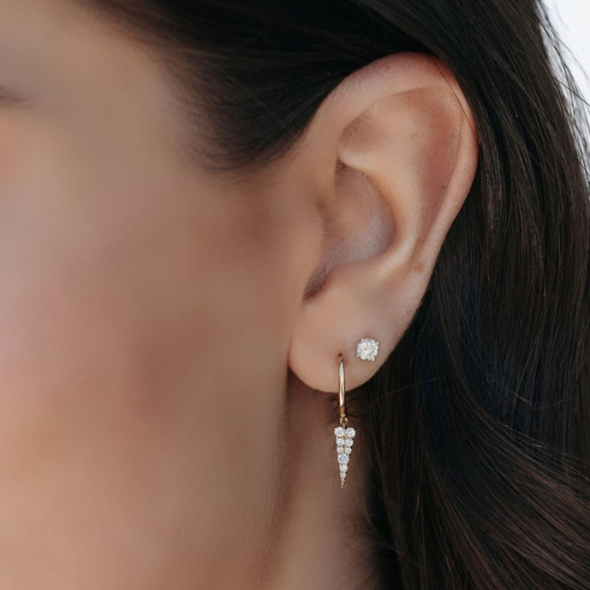 diamond dagger huggie earrings