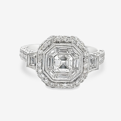 Illusion Set 1.38CT Diamond Halo Ring
